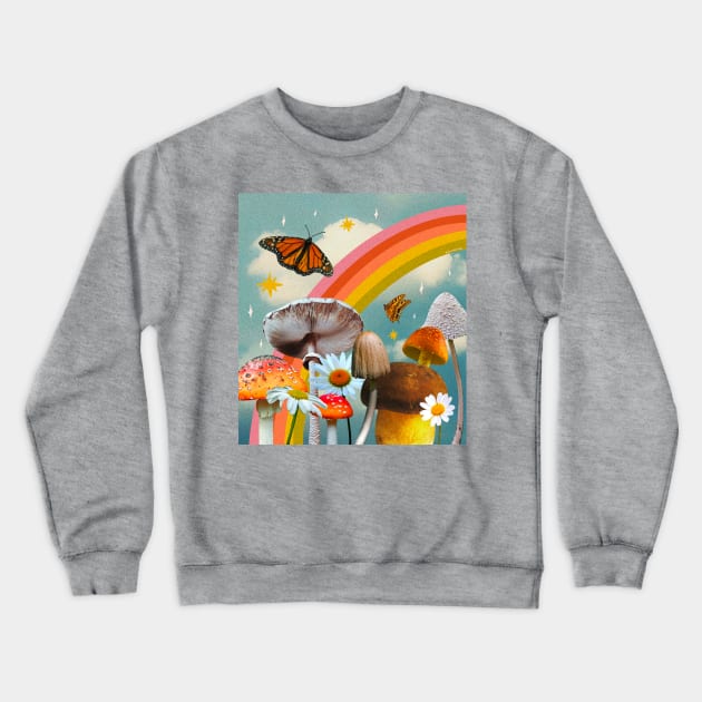 Vintage Mushroom Collage Crewneck Sweatshirt by Doodle by Meg